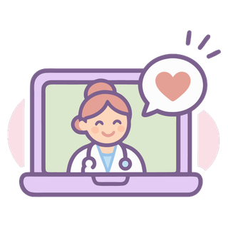 Ilustração de pediatra em chamada de vídeo no notebook